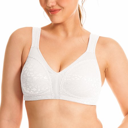 Deyllo Women S Wireless Bras Plus Size Non Padded Full Coverage Minimizer Bra  White 46D