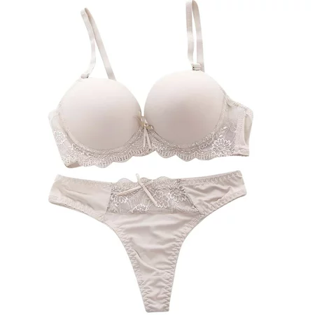 Roliyen Women S Push up Sexy Padded Bras Set Ladies Underwear Lingerie Lace Bra Knicker