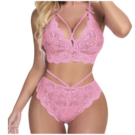 Roliyen Women S Lace Sexy Gathered Thin Wireless Bra Set Lingerie Underwear Pajamas Set