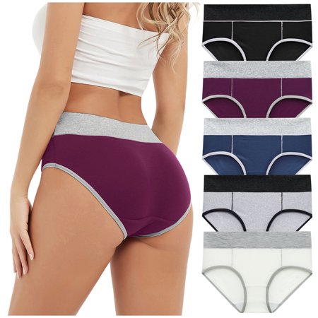 Roliyen Women Solid Color Patchwork Briefs Panties Underwear Knickers Bikini Underpants