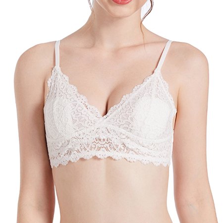 Roliyen Women Sling Without Steel Ring Lace Bra Underwear Feminine Halter Thin Cup