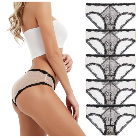 Roliyen Sexy Ladies Transparent Lace Panties Cotton Hollow Breathable Quality Underpants