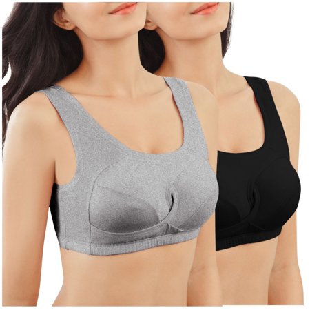 Roliyen Sports Bras for Women 2 Pack Underwear Vest Hollow Gathered Yoga Fitness Bra