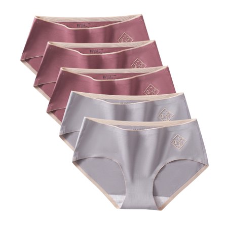 Roliyen Women S Sexy Thin Briefs in Solid Color with Non-Trace Mid-Waist Underwear 5PC