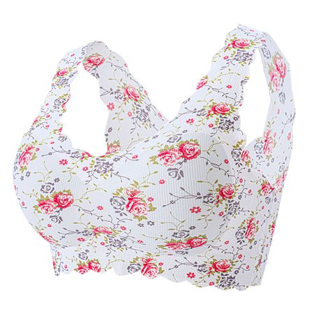 Roliyen Women S Sexy Plus-Size Print Unblemished Bra with Ice Silk Floral Bra Underwear