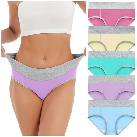 Roliyen Women Solid Color Patchwork Briefs Panties Underwear Knickers Bikini Underpants