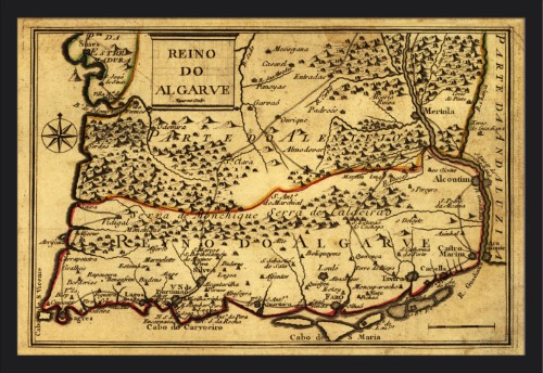 Portugal - (1744) - Panoramic Map (36x24 Giclee Art Print, Gallery Framed, Black Wood)