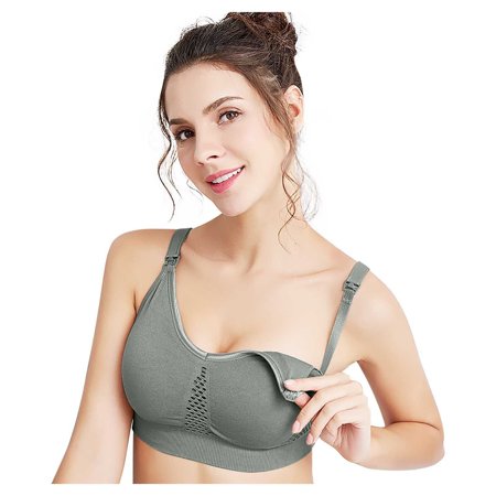 Roliyen Large Size Mesh Breathable Nursing Bra  Front Buckle and No Steel Ring Bra