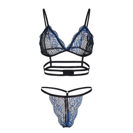 Roliyen Women Lingerie Lace Bra Underwear Sleepwear G-string Pajamas Thong