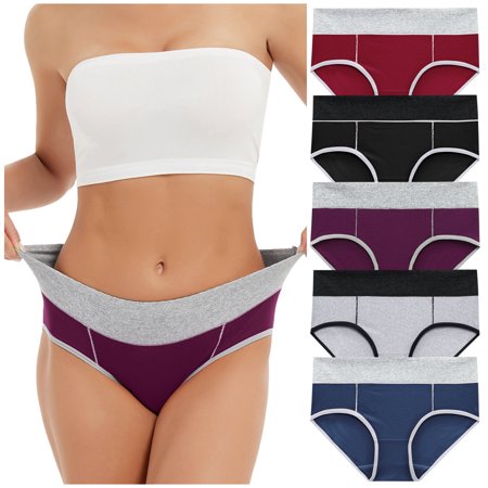 Roliyen Women Solid Color Patchwork Briefs Panties Underwear Knickers Bikini Underpants