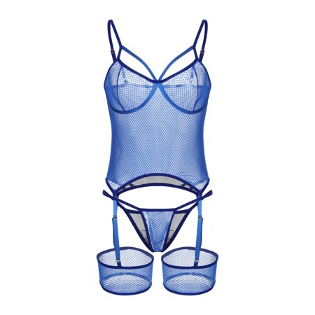 Roliyen New Women Plus Size Lace Lingerie Bra+Thong Underwear Set Sleepwear Garter