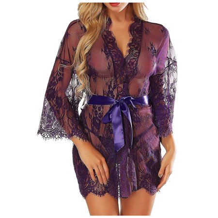 Roliyen Women Sexy Lingerie Babydoll Sleepwear Underwear Lace Coat Briefs Nightwear