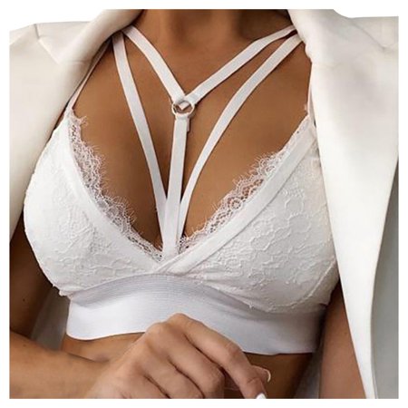 Roliyen Women Plus Size Vest Crop Wireless Bra Lingerie Sexy V-Neck Underwear Camisole