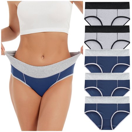 Roliyen Women Solid Color Patchwork Briefs Panties Underwear Knickers Bikini Underpants