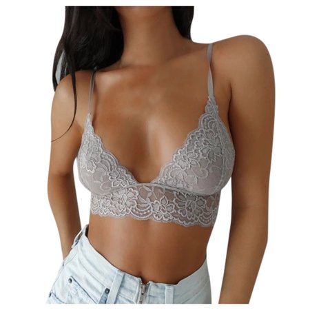 Roliyen Women Plus Size Vest Crop Wireless Bra Lingerie Sexy V-Neck Underwear Camisole