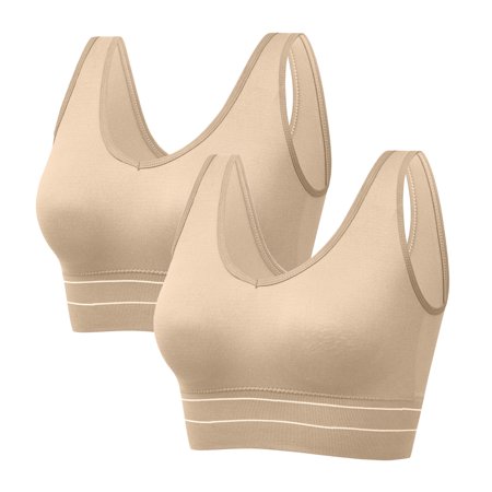 Roliyen Women S Plus Size Shock Proof Exercise Breasted Yoga Fitness Underwear Bra 2PC