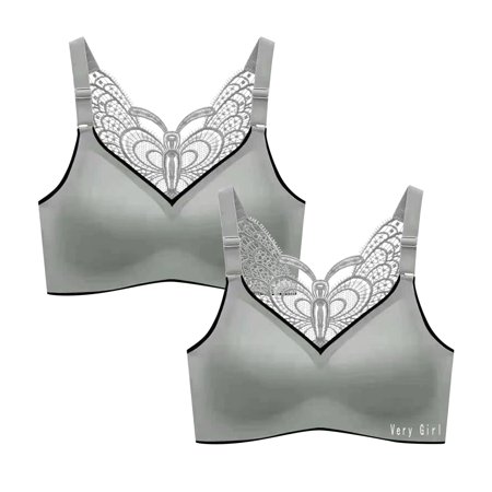 Roliyen 2PC Women S Plus Size Exercise Breasted Yoga Fitness Underwear Bra