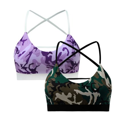 Roliyen 2PC Women Fashion Back Strap Workout Sport Yoga Underwear Bras Lingerie