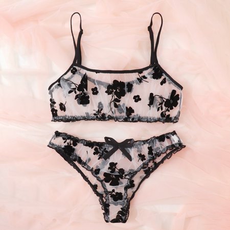 Roliyen Sexy Women Lingerie Flower Embroidery G-string Thong Underwear New Sleepwear