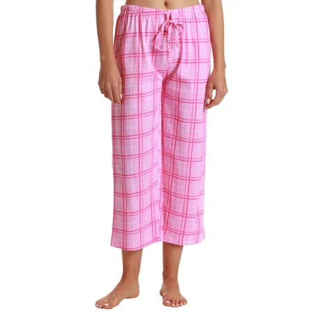 Just Love Womens Pajama Plaid Capri Pants Sleepwear 6331-10281 (1X  Pink Plaid)