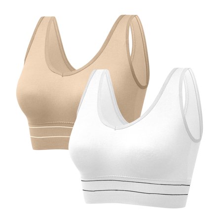 Roliyen Women S Plus Size Shock Proof Exercise Breasted Yoga Fitness Underwear Bra 2PC