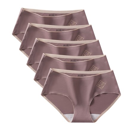 Roliyen Women S Sexy Thin Briefs in Solid Color with Non-Trace Mid-Waist Underwear 5PC