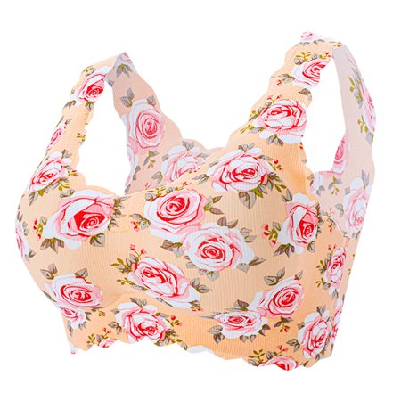Roliyen Women S Sexy Plus-Size Print Unblemished Bra with Ice Silk Floral Bra Underwear