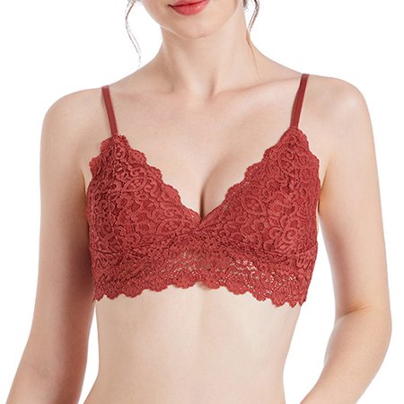 Roliyen Women Sling Without Steel Ring Lace Bra Underwear Feminine Halter Thin Cup