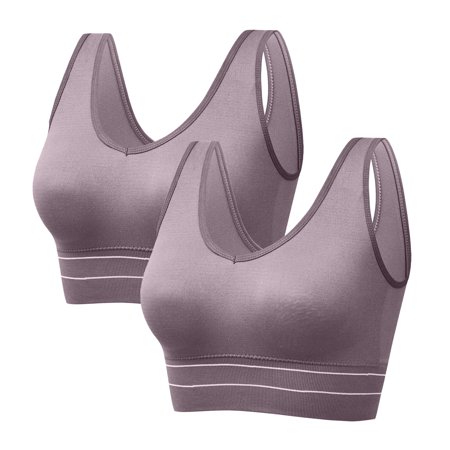 Roliyen Women S Plus Size Shock Proof Exercise Breasted Yoga Fitness Underwear Bra 2PC