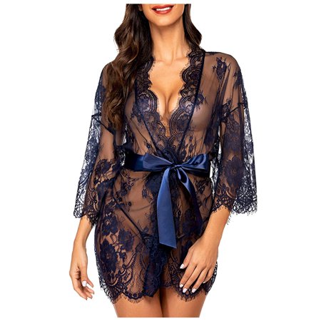 Roliyen Women Sexy Lingerie Babydoll Sleepwear Underwear Lace Coat Briefs Nightwear