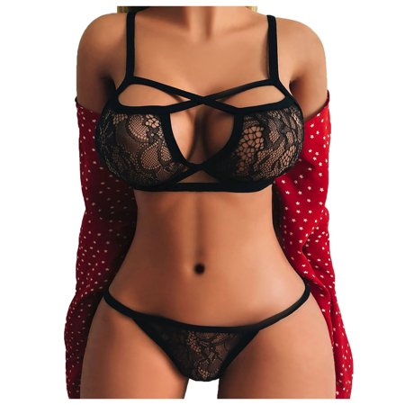 Roliyen Alluring Women Cage Bra Elastic Cage Bra Strappy Hollow Out Bra Bustier Set