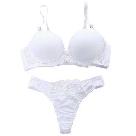 Roliyen Women S Push up Sexy Padded Bras Set Ladies Underwear Lingerie Lace Bra Knicker