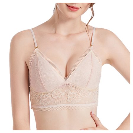 Roliyen Lace U-Back Comfort Bra Underwear Feminine Halter Thin Cup Back Summer Invisible