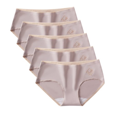 Roliyen Women S Sexy Thin Briefs in Solid Color with Non-Trace Mid-Waist Underwear 5PC