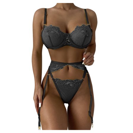 Roliyen New Sexy Fashion Lace Lingerie Underwear Sleepwear Steel Ring Pajamas Garter
