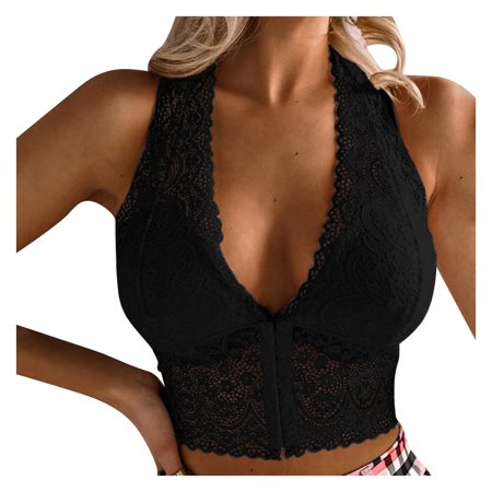 Roliyen Women Plus Size Vest Crop Wireless Bra Lingerie Sexy V-Neck Underwear Camisole