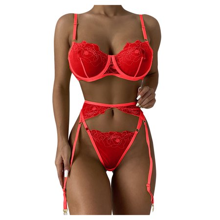 Roliyen New Sexy Fashion Lace Lingerie Underwear Sleepwear Steel Ring Pajamas Garter