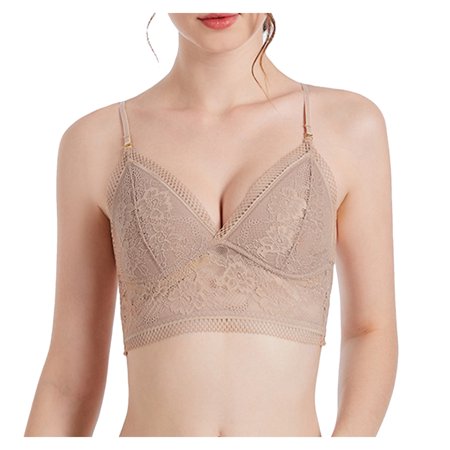 Roliyen Lace U-Back Comfort Bra Underwear Feminine Halter Thin Cup Back Summer Invisible