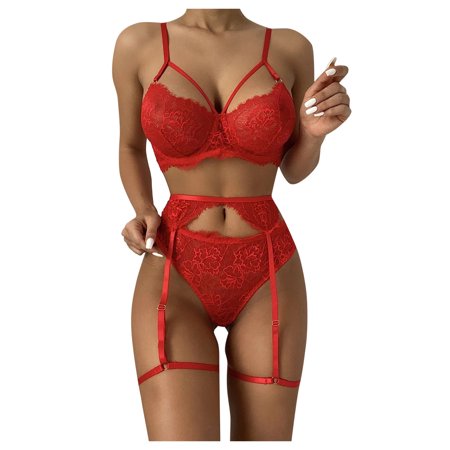 Roliyen New Sexy Fashion Lace Lingerie Underwear Sleepwear Steel Ring Pajamas Garter