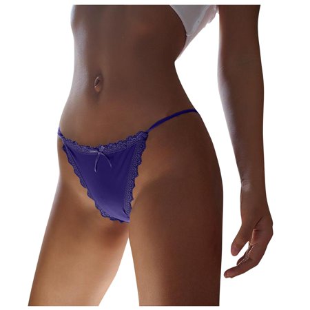 Roliyen Women S One-piece Ice Silk Seamless Low Waist Sexy Lace Ribbon Underwear