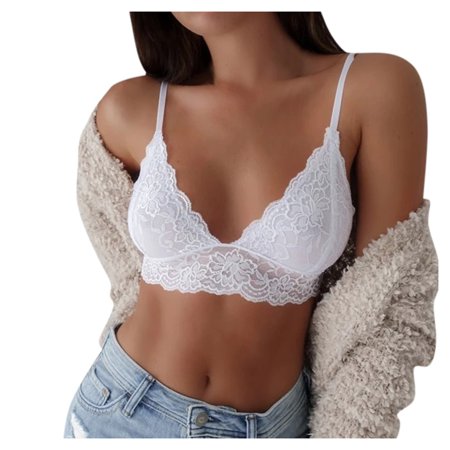 Roliyen Women Plus Size Vest Crop Wireless Bra Lingerie Sexy V-Neck Underwear Camisole