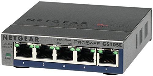 Netgear GS105E Managed Switch 5 Port Gigabit Ethernet LAN Switch Plus (Netzwerk Switch Managed IGMP QoS VLAN Lüfterlos Robustes Metallgehäuse Pr thumbnail