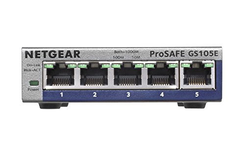Netgear GS105E Managed Switch 5 Port Gigabit Ethernet LAN Switch Plus (Netzwerk Switch Managed IGMP QoS VLAN Lüfterlos Robustes Metallgehäuse Pr thumbnail