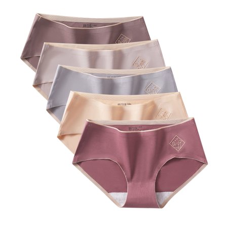 Roliyen Women S Sexy Thin Briefs in Solid Color with Non-Trace Mid-Waist Underwear 5PC