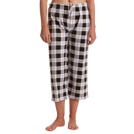 Just Love Womens Pajama Plaid Capri Pants Sleepwear 6331-10018-BLK-M (Black  2X)