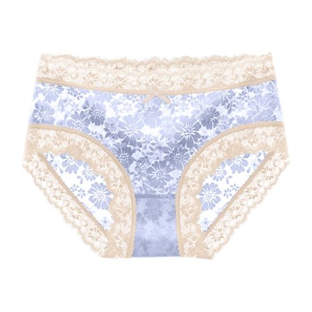 Roliyen Women S Underwear Panties Seamless Flower Print High-waist Lace Intimates
