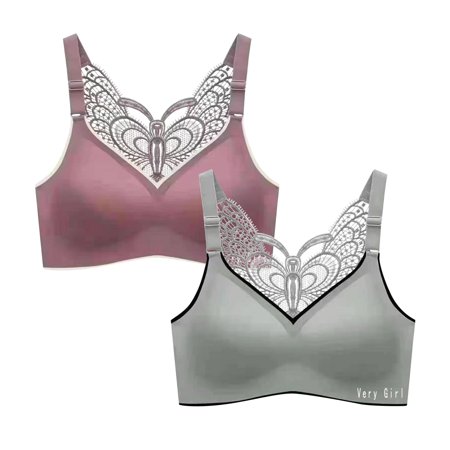Roliyen 2PC Women S Plus Size Exercise Breasted Yoga Fitness Underwear Bra