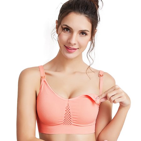 Roliyen Large Size Mesh Breathable Nursing Bra  Front Buckle and No Steel Ring Bra