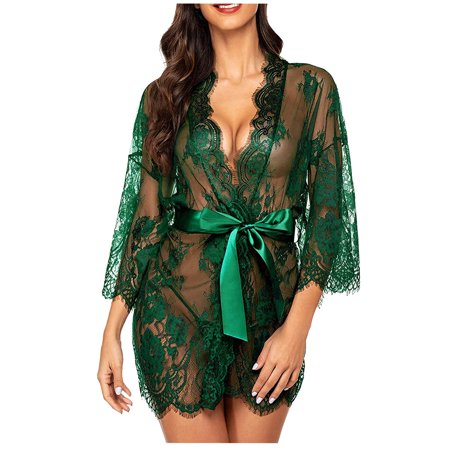 Roliyen Women Sexy Lingerie Babydoll Sleepwear Underwear Lace Coat Briefs Nightwear