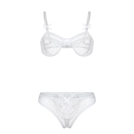 Roliyen New Sexy Fashion Love Lace Lingerie Underwear Sleepwear Steel Ring Pajamas